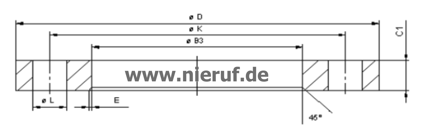 Loser Flansch DN25 PN10/16/25/40 EN1092-1 02 A C22.8 / P250GH blank