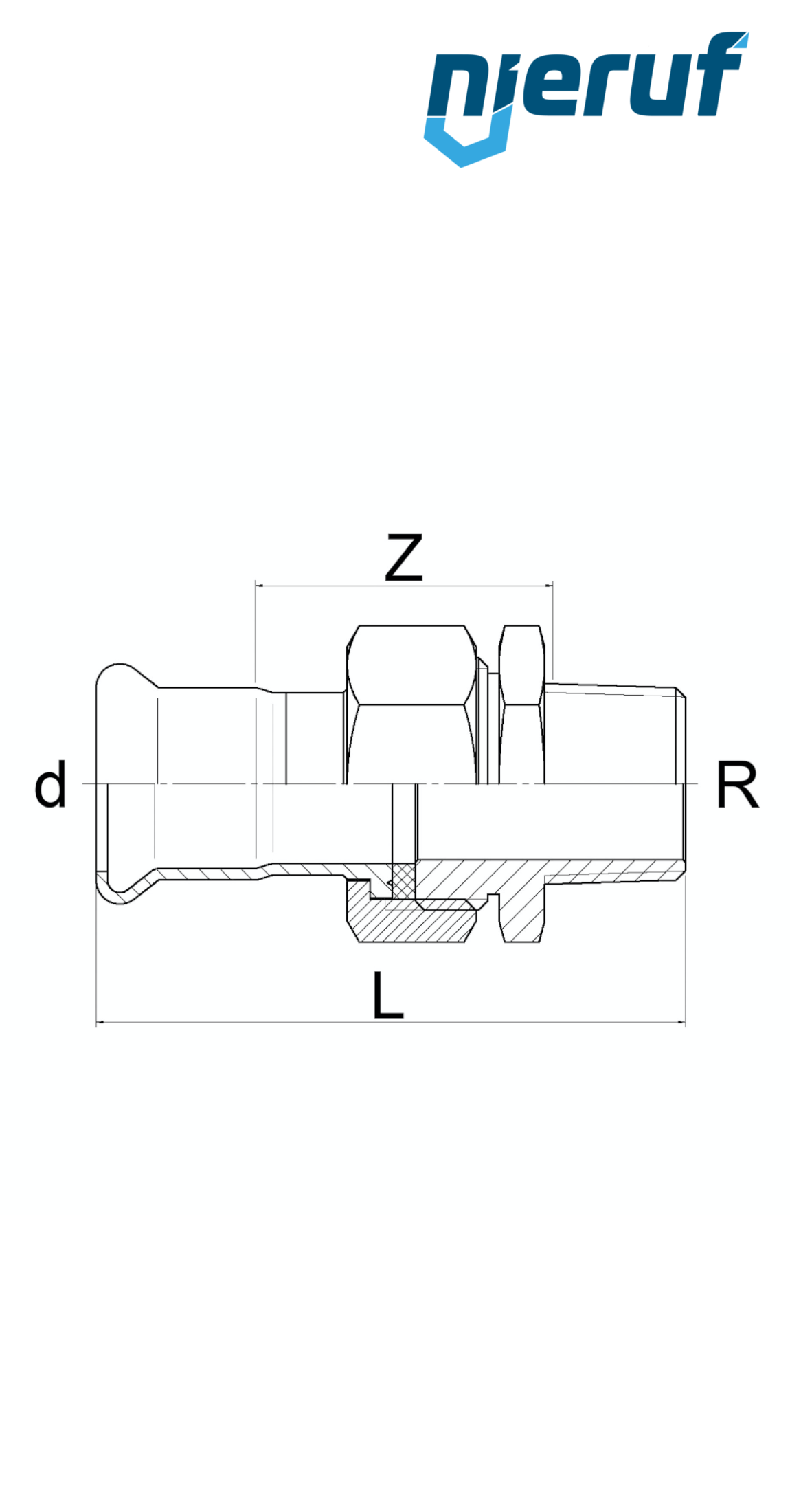 Durchgangsverschraubung Pressfitting I DN50 - 54,0 mm Aussengewinde 2" Zoll Edelstahl