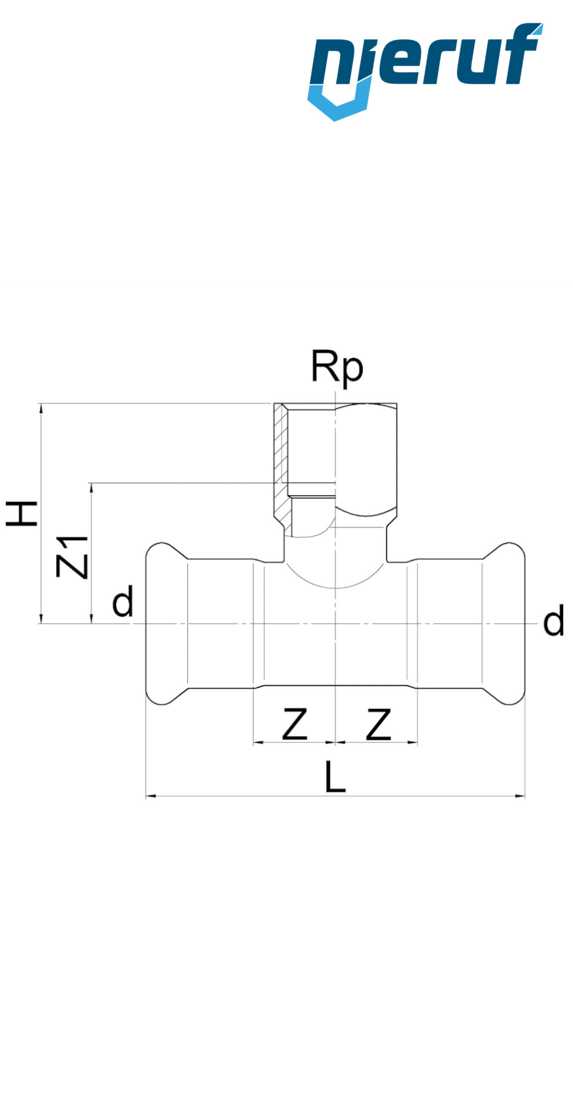 T-Stück Pressfitting I x I DN12 - 15,0 mm Innengewinde 1/2" Zoll Edelstahl