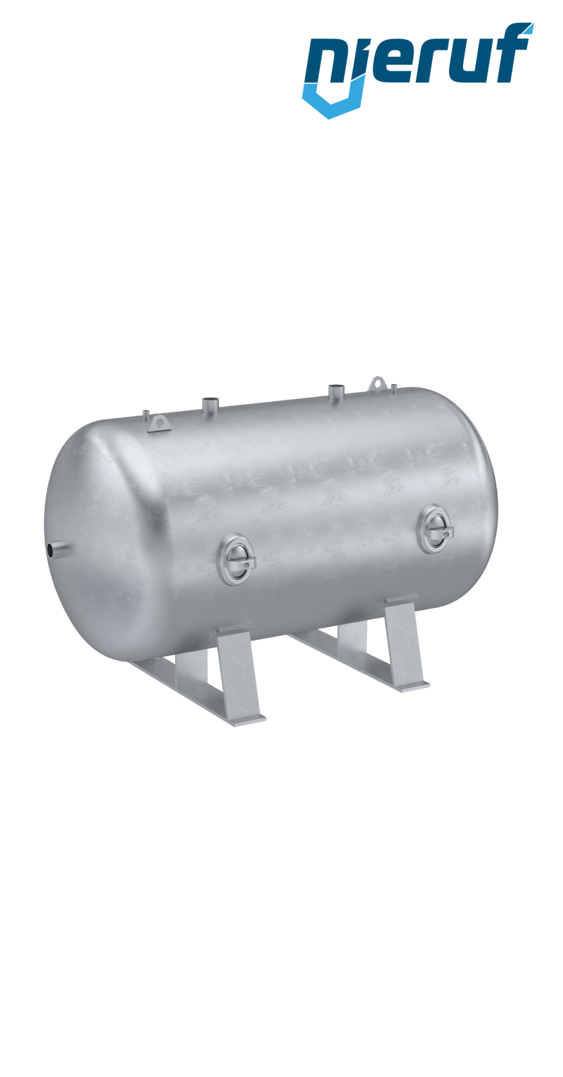 Druckbehälter liegend BE01 2000 Liter, 0-11 bar, Stahl grundiert