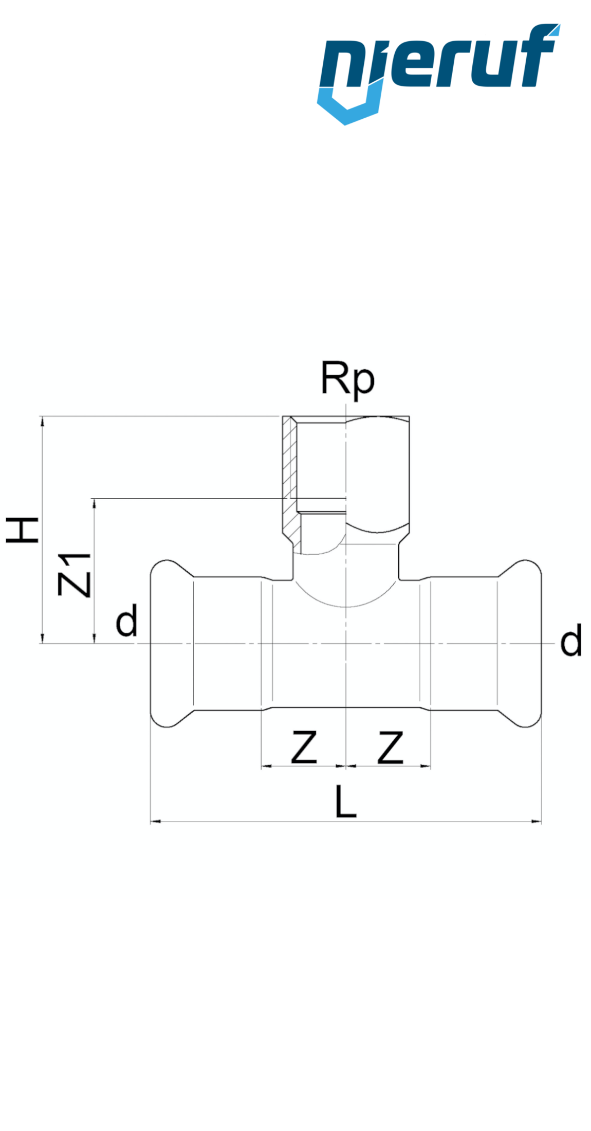 T-Stück Pressfitting I x I DN25 - 28,0 mm Innengewinde 1" Zoll Edelstahl