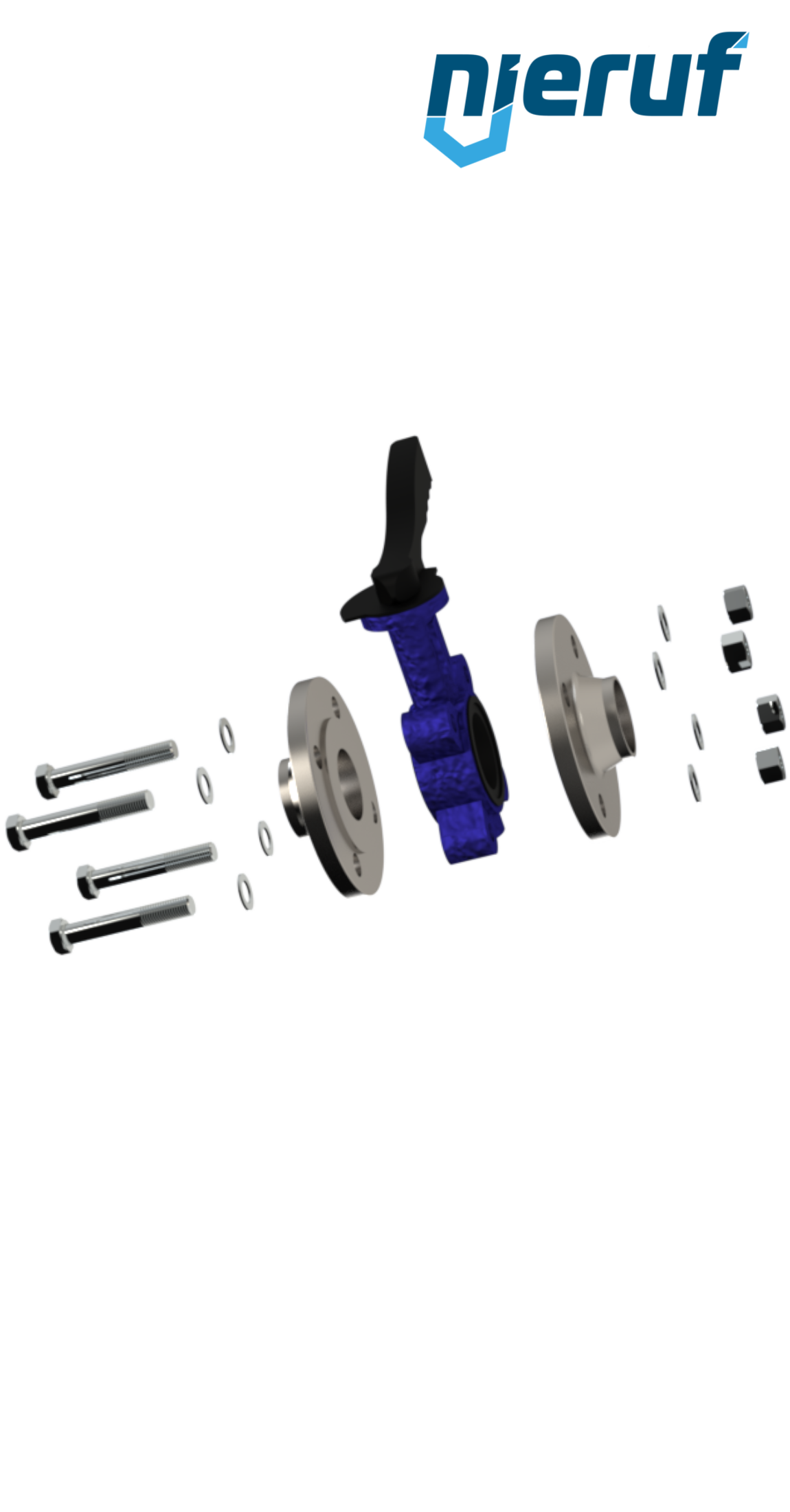 Verbindungsset Absperrklappe/Flansch DN25 - 1" Zoll für Flansch PN16 Edelstahl